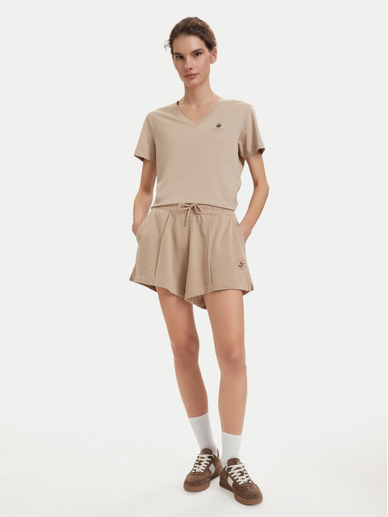 Beverly Hills Polo Club Beverly Hills Polo Club Camiseta P-SS26W-TS516518 Beis Regular Fit