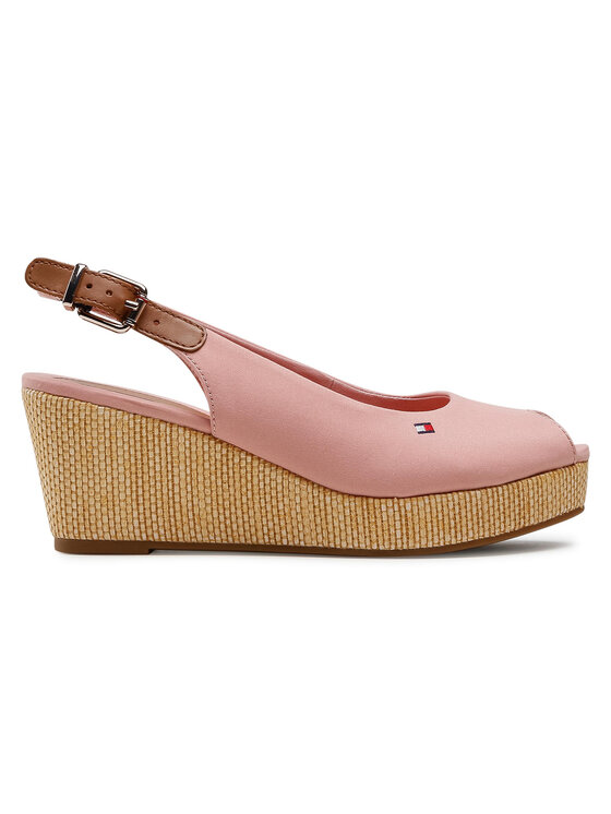 Tommy Hilfiger Εσπαντρίγιες Tommy Hilfiger Iconic Elba Sling Back Wedge FW0FW04788 Ροζ