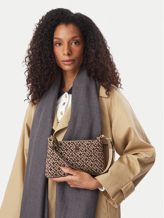 Tommy Hilfiger Táska Tommy Hilfiger Th Jacquard Mini Shoulder Bag AW0AW19006 Barna