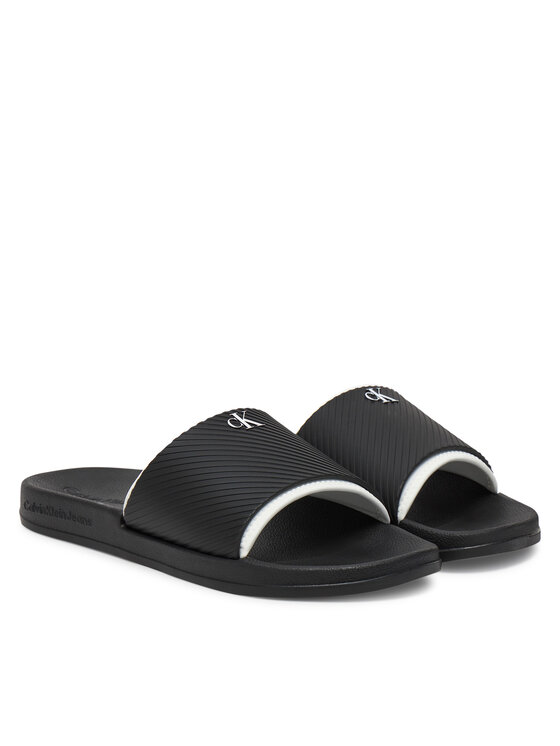 Calvin Klein Jeans Klapki Calvin Klein Jeans Slide Rubber Neoprene Text YM0YM01234 Czarny