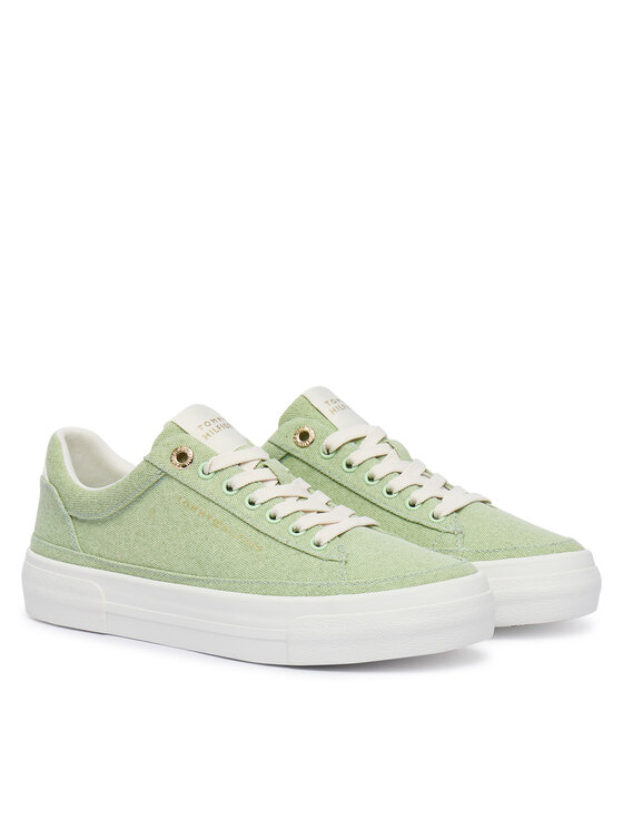Tommy Hilfiger Sportcipők Tommy Hilfiger Washed Canvas Platform Trainers FW0FW09172 Zöld