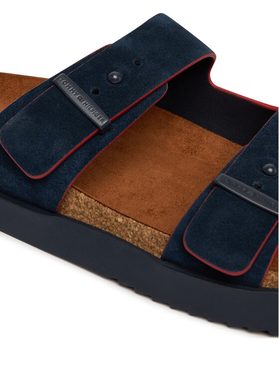 Tommy Hilfiger Şlapi Tommy Hilfiger Cork Adjustable Suede Sandal FM0FM05869 Bleumarin
