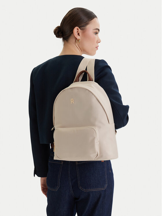 Tommy Hilfiger Batoh Tommy Hilfiger Popette Dome Backpack AW0AW17939 Écru