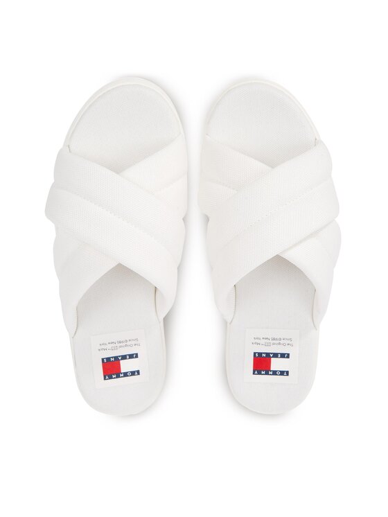 Tommy Jeans Šlepetės Tommy Jeans Tjw Lettering Flatform Sandal EN0EN02465 Écru