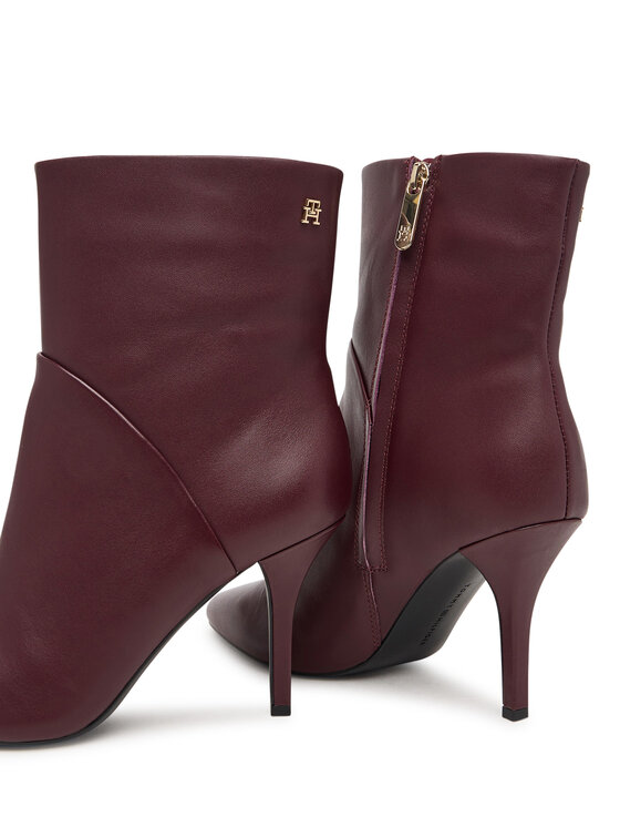Tommy Hilfiger Škornji Tommy Hilfiger High Heel Clean Ankle Boot FW0FW09624 Bordo rdeča