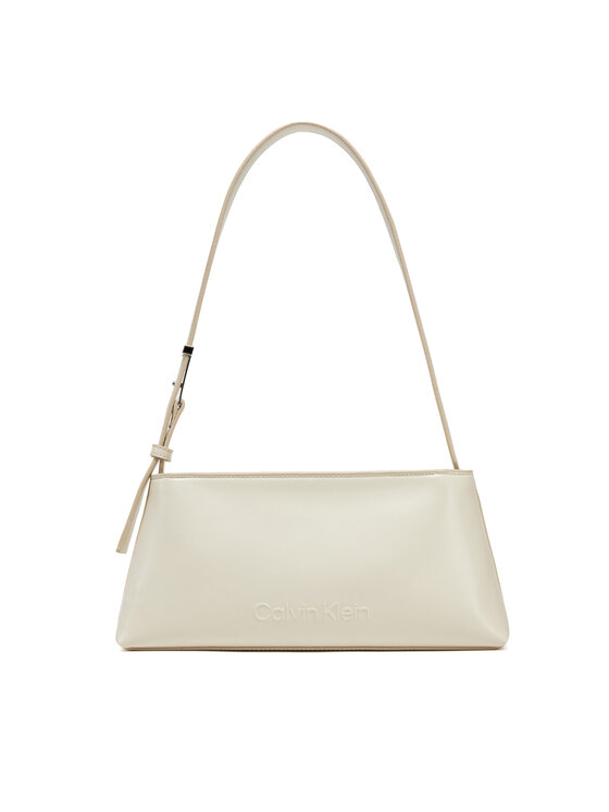Calvin Klein Geantă Calvin Klein Embossed Logo Shoulder Bag K60K612550 Écru