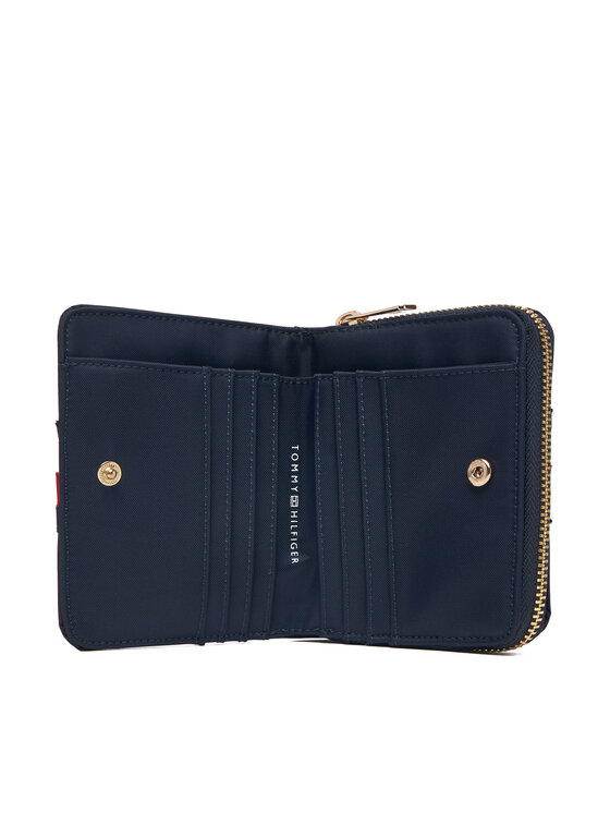 Tommy Hilfiger Peněženka Tommy Hilfiger Th Icon Med Za W/Flap Nylon Corp AW0AW19164 Tmavomodrá