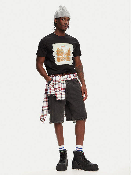 Hunter Hunter Футболка Duart Graphic HARM0033251 Чорний Regular Fit