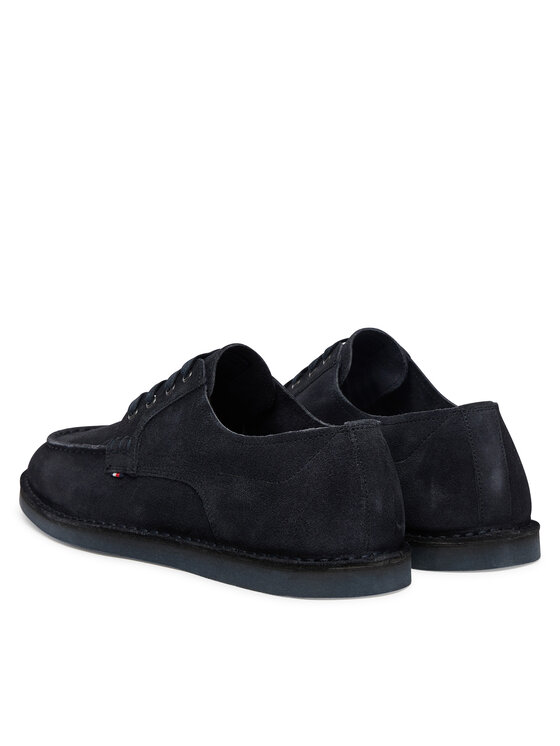 Tommy Hilfiger Półbuty Tommy Hilfiger Stitchdown Suede Derby FM0FM05841 Granatowy
