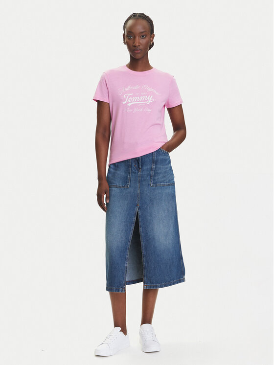 Tommy Jeans Tommy Jeans Póló Essential DW0DW21404 Rózsaszín Regular Fit