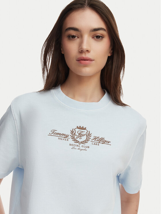 Tommy Hilfiger Tommy Hilfiger Camiseta Crest WW0WW48713 Azul claro Relaxed Fit