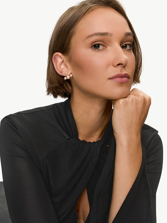 Tory Burch Сережки Tory Burch Kira Pearl Front-Back Earring 153672 Золотий