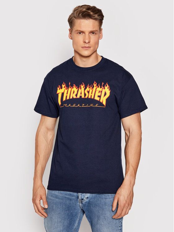 Thrasher Thrasher Majica Flame Mornarsko modra Regular Fit