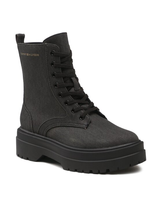 Tommy Hilfiger Botas Tommy Hilfiger Feminine Essential Canvas FW0FW07357 Negro
