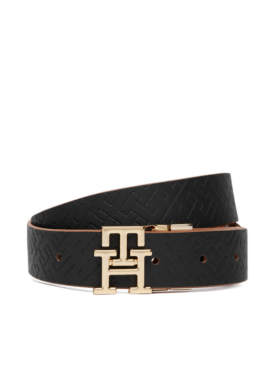 Tommy Hilfiger Ženski pas Tommy Hilfiger Th Logo 3.0 Rev Mono AW0AW18019 Rjava