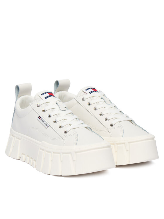 Tommy Jeans Laisvalaikio batai Tommy Jeans Tjw Vulc Flatform Leather EN0EN03008 Balta