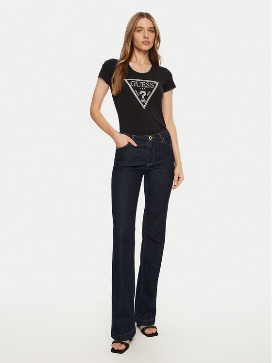 Guess Guess Футболка SS CN SHINY TRIANGLE Чорний Shirt Fit