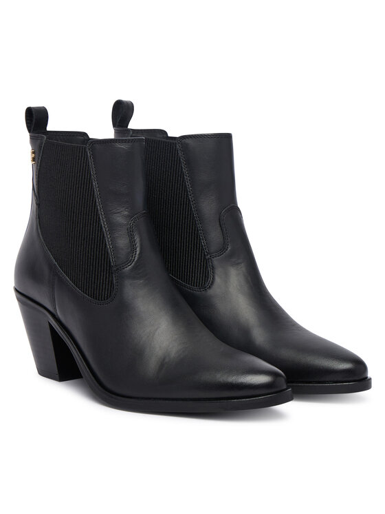 Tommy Hilfiger Botines Tommy Hilfiger Leather Western Chelsea Boot FW0FW09582 Negro