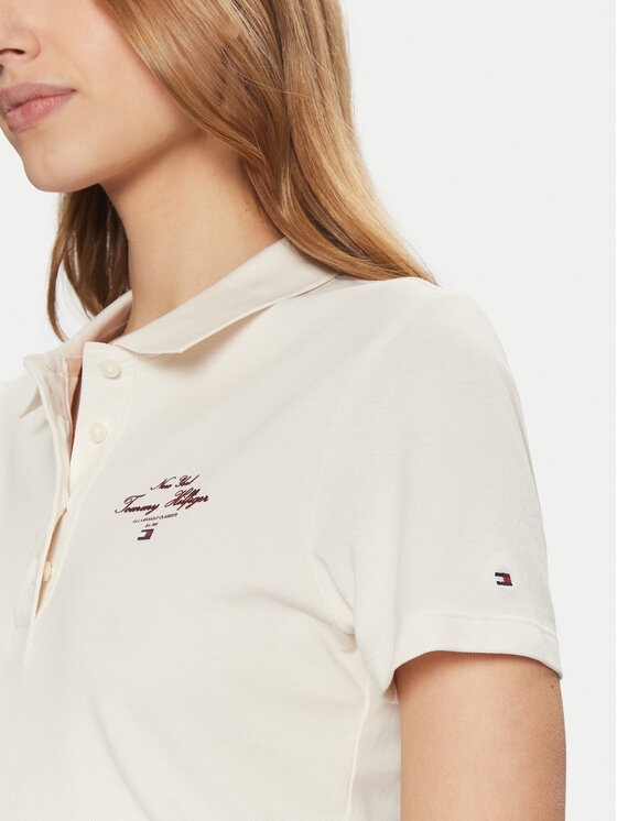 Tommy Hilfiger Tommy Hilfiger Polo majica WW0WW43930 Bež Slim Fit