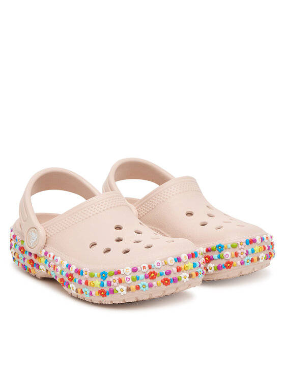 Crocs Natikači Crocs Classic Beaded Band Clog 211627 Bež