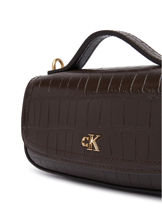 Calvin Klein Rankinė Calvin Klein Ck Croc Top Handle Bag LV04F3903G Tamsiai ruda