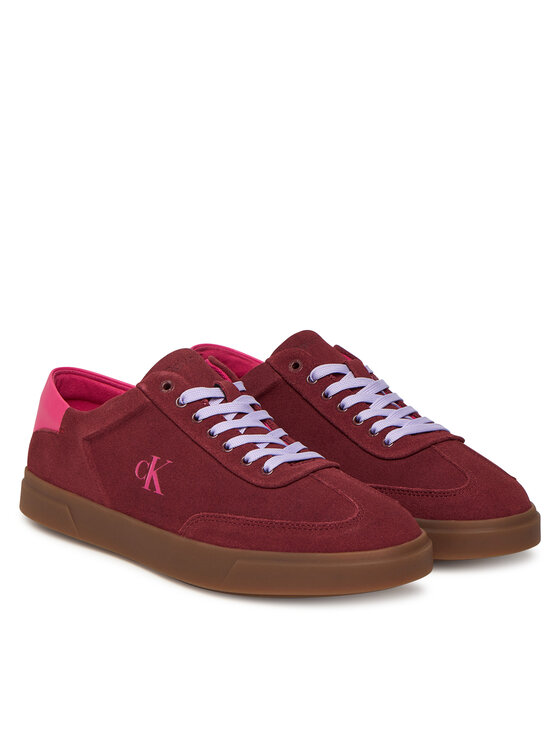 Calvin Klein Sneakersy Calvin Klein Low Pro Cups Lace Up Sue Mix Mg HW0HW02683 Bordowy