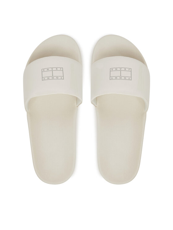 Tommy Jeans Natikači Tommy Jeans Flag Pool Slide Patent EN0EN02901 Bela