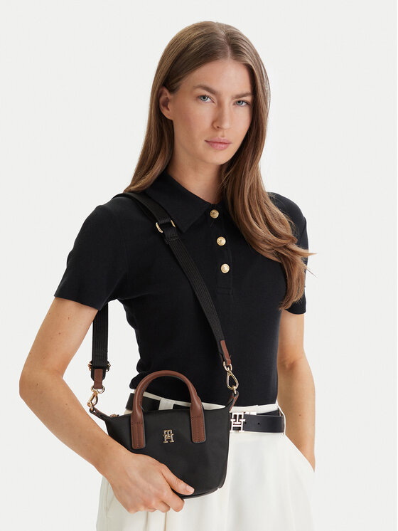 Tommy Hilfiger Ročna torba Tommy Hilfiger Popette Micro Tote AW0AW18368 Črna