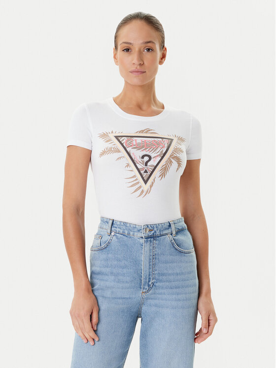 Guess Guess T-shirt W5YI13 J1314 Bijela Regular Fit