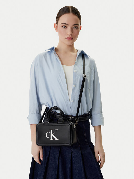 Calvin Klein Дамска чанта Calvin Klein Bold Ck Bauletto Crossbody LV04F3411G Черен