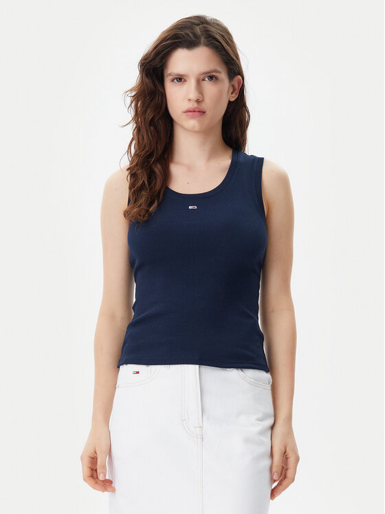 Tommy Jeans Tommy Jeans Top Essential DW0DW20673 Mornarsko modra Slim Fit
