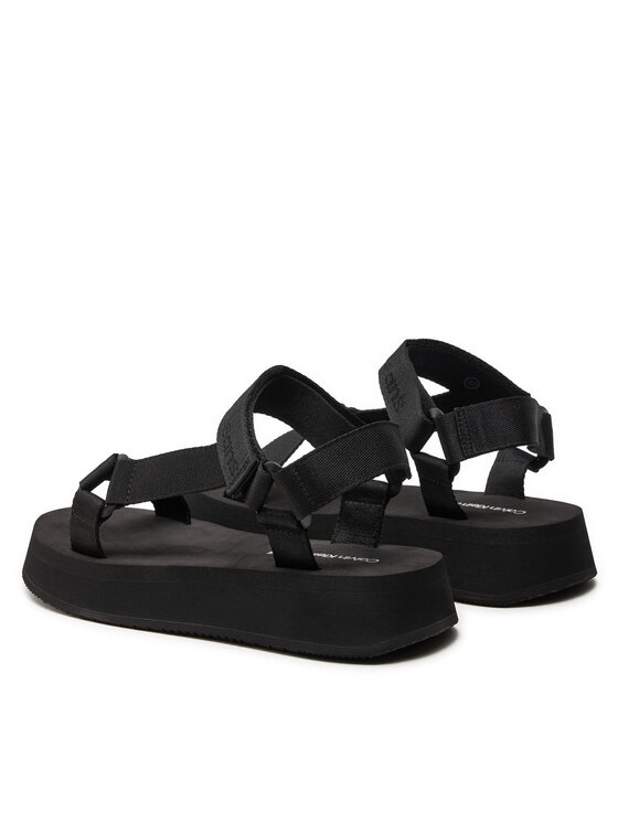 Calvin Klein Jeans Sandali Calvin Klein Jeans Sandal Velcro Webbing In Mtl YW0YW01480 Črna