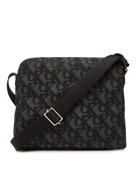 Calvin Klein Мъжка чантичка Calvin Klein Slouched Monogram Mini Zip Fligh LV04G3175G Черен
