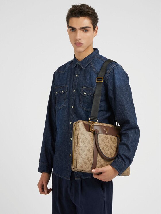 Guess Brašna na notebook Guess Vezzola Smart HMEVZL P3138 Béžová