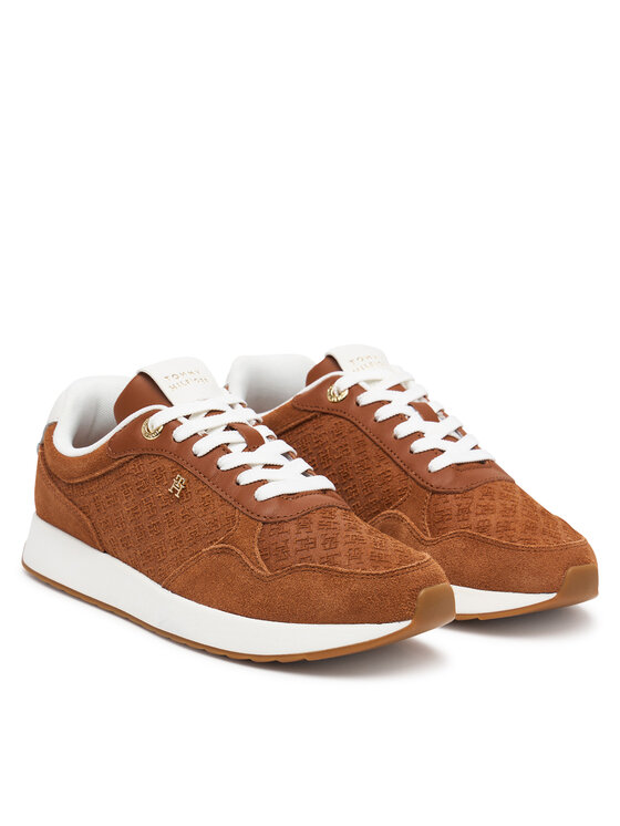Tommy Hilfiger Sneakersy Tommy Hilfiger Th Runner Suede Monogram FW0FW09620 Hnedá