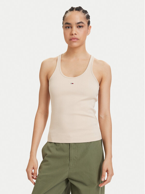 Tommy Jeans Tommy Jeans Top Racerback DW0DW22264 Beige claro Slim Fit