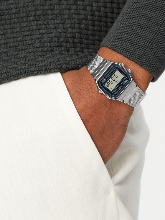 Casio Zegarek Casio Vintage A158WEM-3EF Srebrny