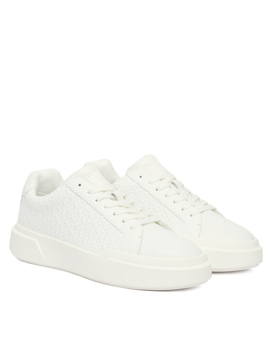 Calvin Klein Сникърси Calvin Klein Chunky Cupsole Laceup Lth Aop YW0YW02058 Бял