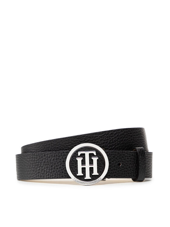 Tommy Hilfiger Ženski pas Tommy Hilfiger Th Round Buckle Belt 3.0 AW0AW05366 75 Črna