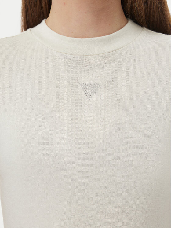 Guess Guess T-Shirt W5BP07 KCGM2 Εκρού Slim Fit