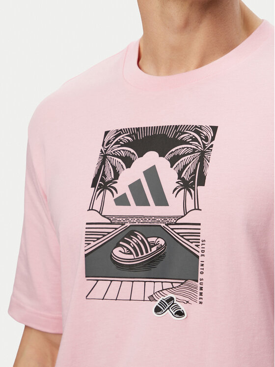 adidas adidas Camiseta Summer Slides Graphic KG5393 Rosa Regular Fit