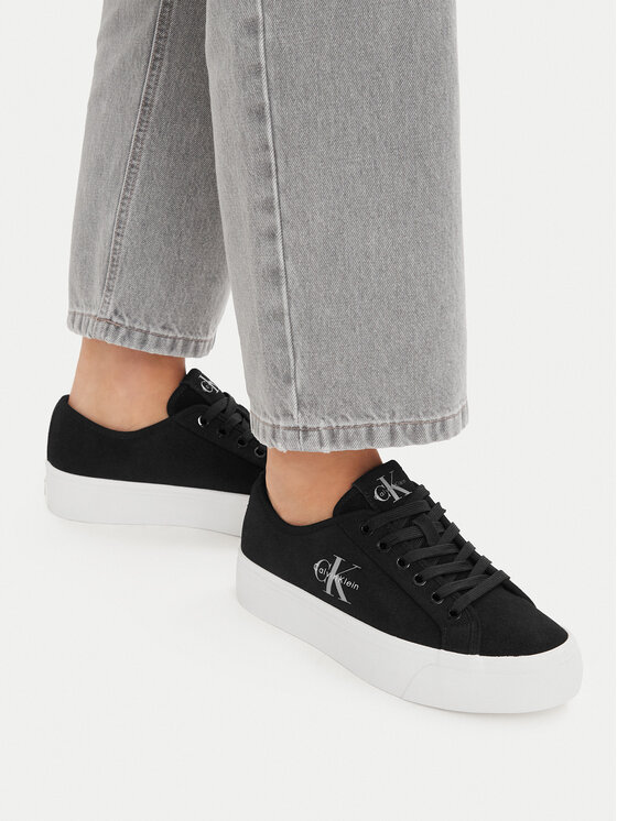 Calvin Klein Sneakersy Calvin Klein Vulc Flatf Laceup Suede HW0HW03088 Czarny