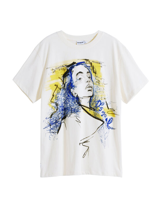 Desigual Desigual Camiseta Portrait 25WWTK05 Blanco Loose Fit