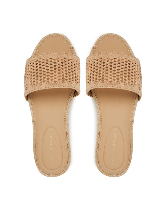 Tommy Hilfiger Espadrilky Tommy Hilfiger Knit Mesh Espadrille Flat Sandal FW0FW08744 Béžová