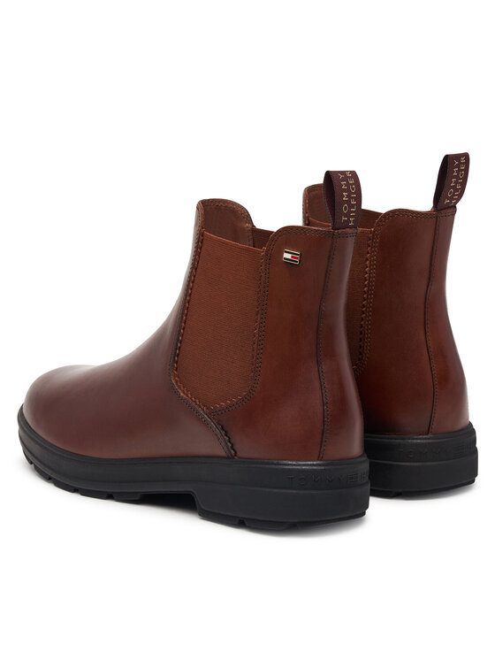 Tommy Hilfiger Klassische Stiefeletten Tommy Hilfiger Th Flag Outdoor Chelsea Boot FW0FW09573 Braun