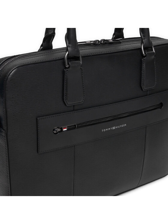 Tommy Hilfiger Torba na laptopa Tommy Hilfiger Business Leather Computer Bag AM0AM12489 Czarny