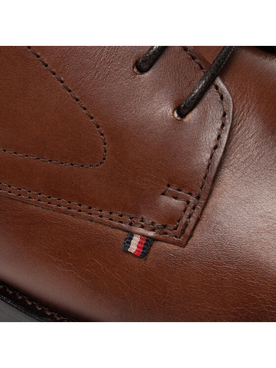 Tommy Hilfiger Обувки Tommy Hilfiger Sugnature Hilfiger Leather Shoe FM0FM03929 Кафяв