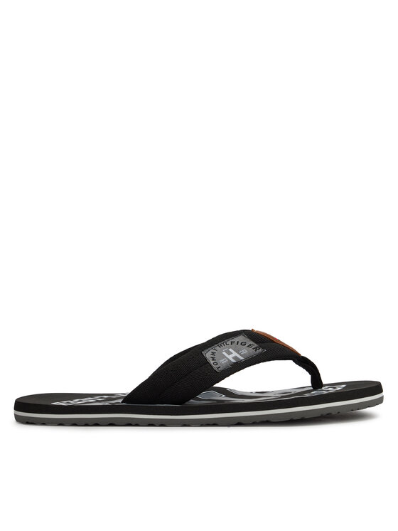 Tommy Hilfiger Šlepetės per pirštą Tommy Hilfiger Essential Th Beach Sandal FM0FM01369 Juoda