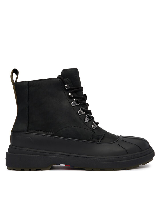 Tommy Hilfiger Зимни обувки Tommy Hilfiger Outdoor Rubber Lth Boot Wpm FM0FM05957 Черен