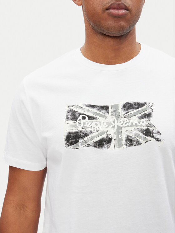 Pepe Jeans Pepe Jeans T-shirt Flag PM509720 Bianco Regular Fit
